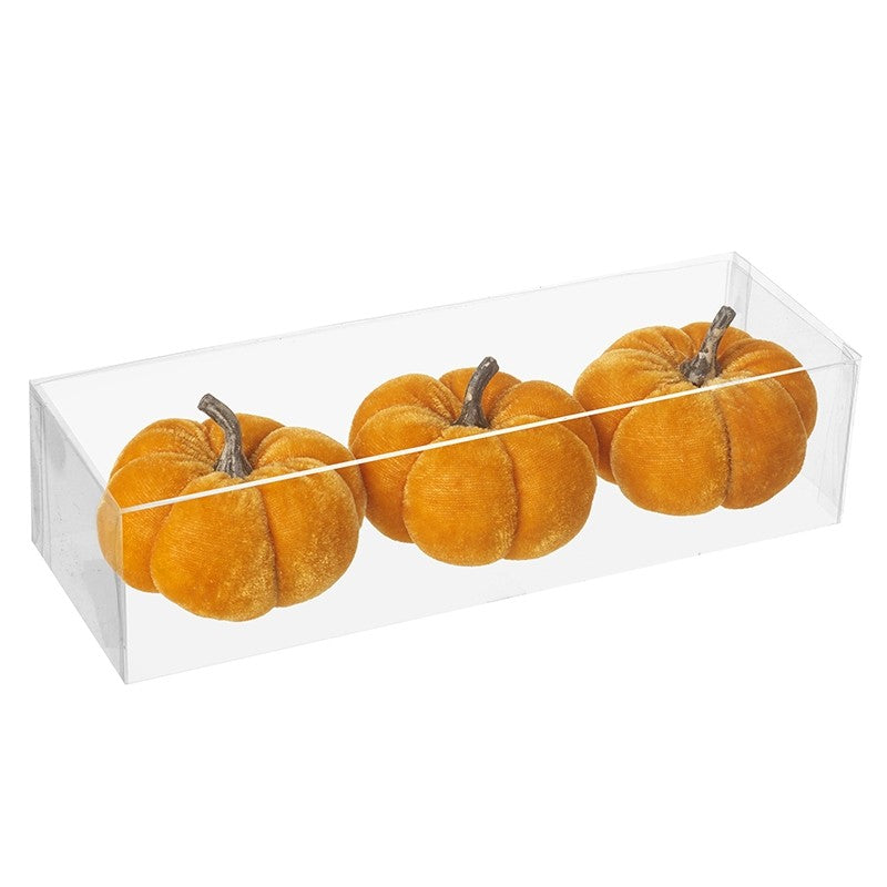 Set of Orange Velvet Pumpkins