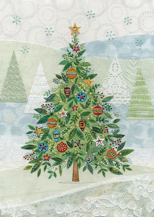 Festive Embroidered Tree - Christmas Cards Pack