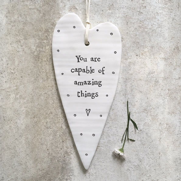 Porcelain wobbly Heart hanger- You are capable