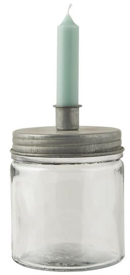 Candle Holder- Glass with Zinc Silver lid