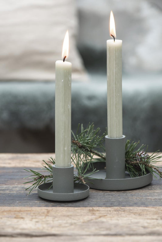 Dusty Green Metal Dinner Candle Holder