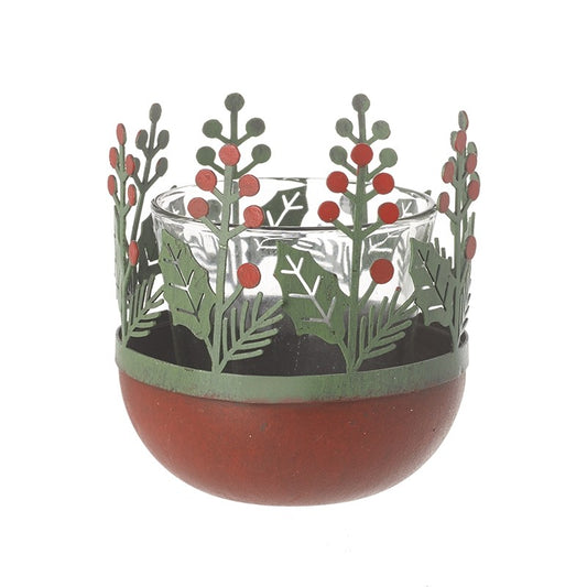 Holly Tea-light Holder - red metal base