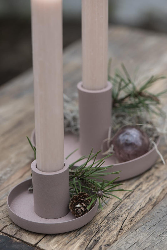 Dusky Pink Metal Dinner Candle Holder