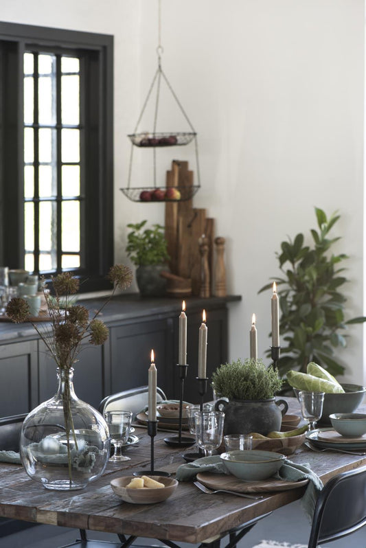 Handmade Rustic Candle Holder - Tall Black