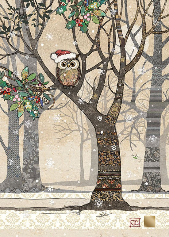 Santa Owl in Trees - Christmas Cards Pack