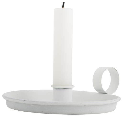White Metal Candle Holder with handle