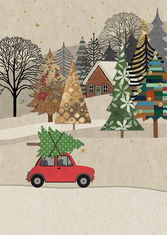 Car and Tree Landscape - Christmas Cards Pack