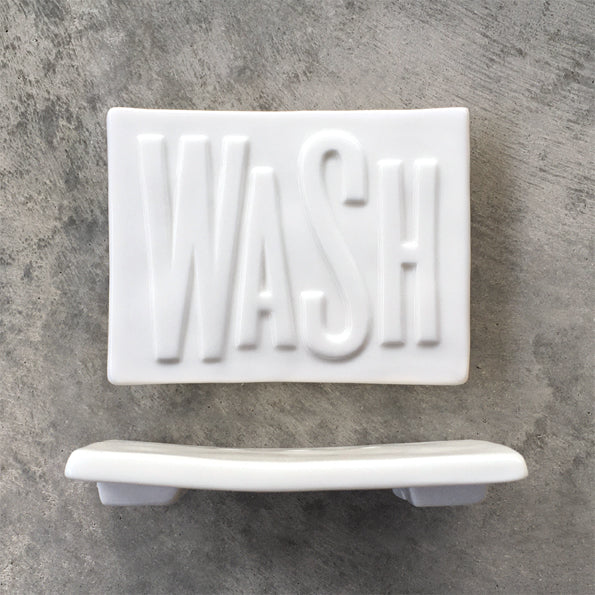 Porcelain soap dish / stand - WASH