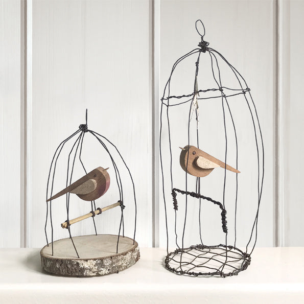 Naive bird rusty wire cage- Large