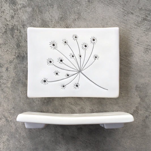 Porcelain soap dish / stand - Cow Parsley