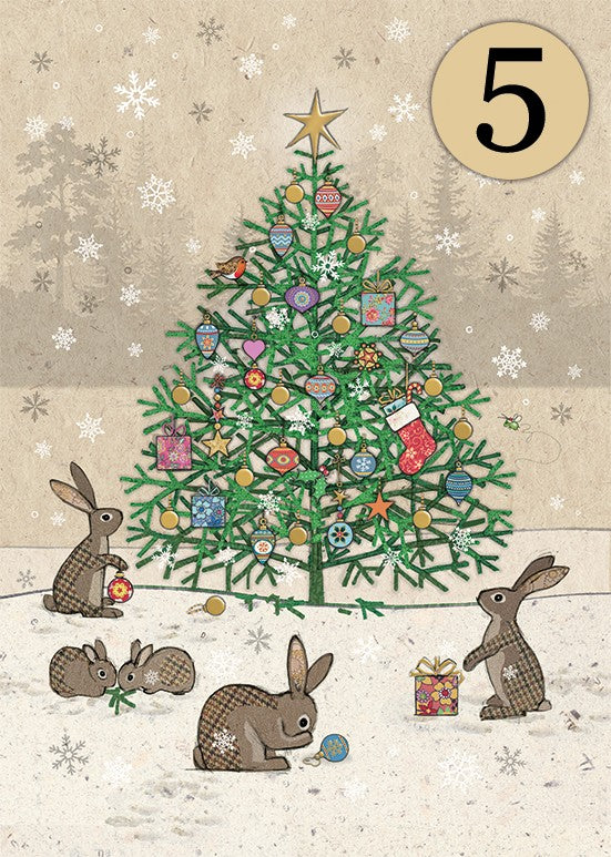 Rabbits under Tree - Christmas Cards Pack