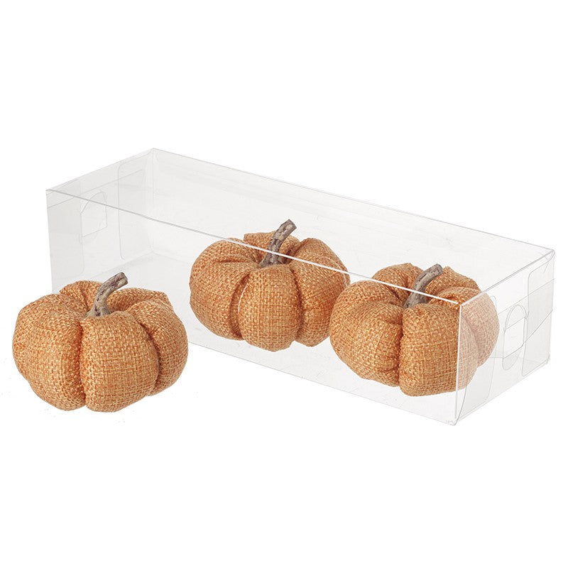 Set of Orange Linen Pumpkins