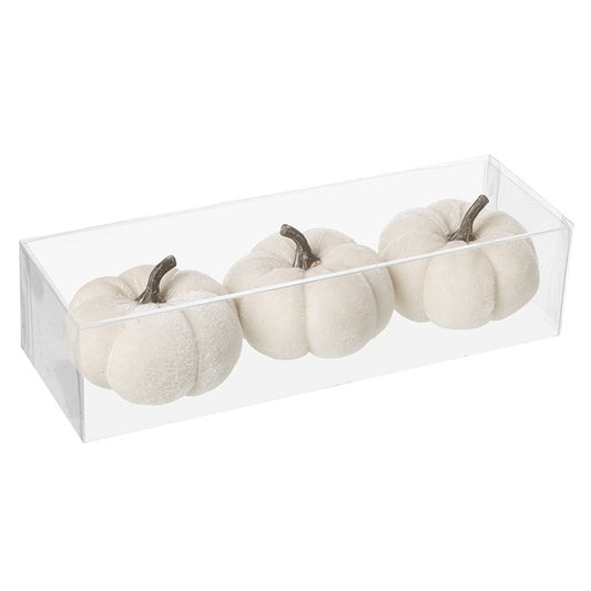 Set of White Velvet Pumpkins
