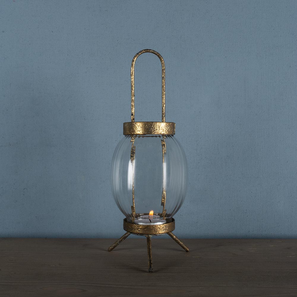 Vintage Style Glass Lantern - Small