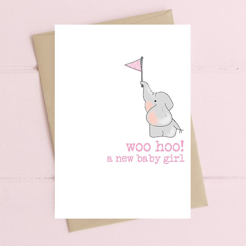 Woo Hoo Baby Girl - Greetings Card