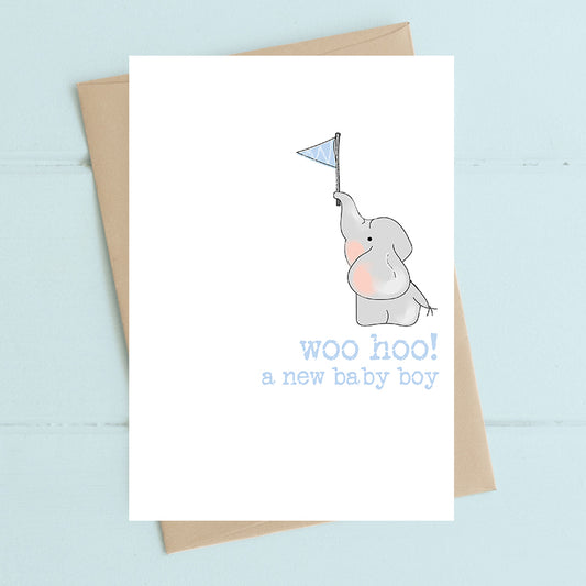 Woo Hoo Baby Boy - Greetings Card